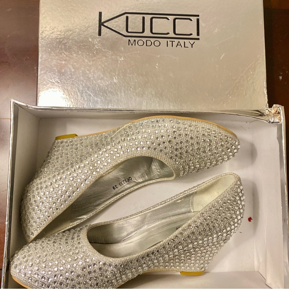 Silver Embellished Women's Heels